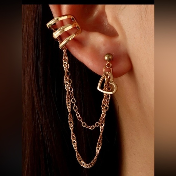 Jewelry - GOLD 4/$25 1pc Heart Ear Cuff Earring
